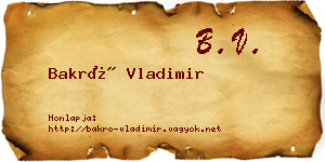 Bakró Vladimir névjegykártya